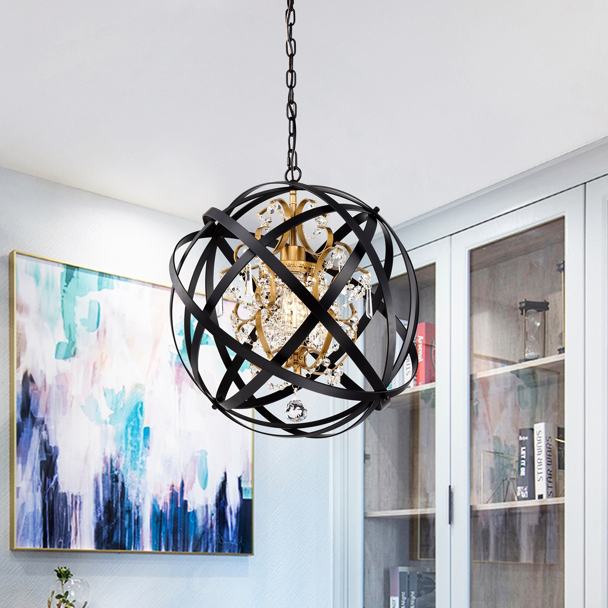 Black metal and crystal chandelier new arrivals